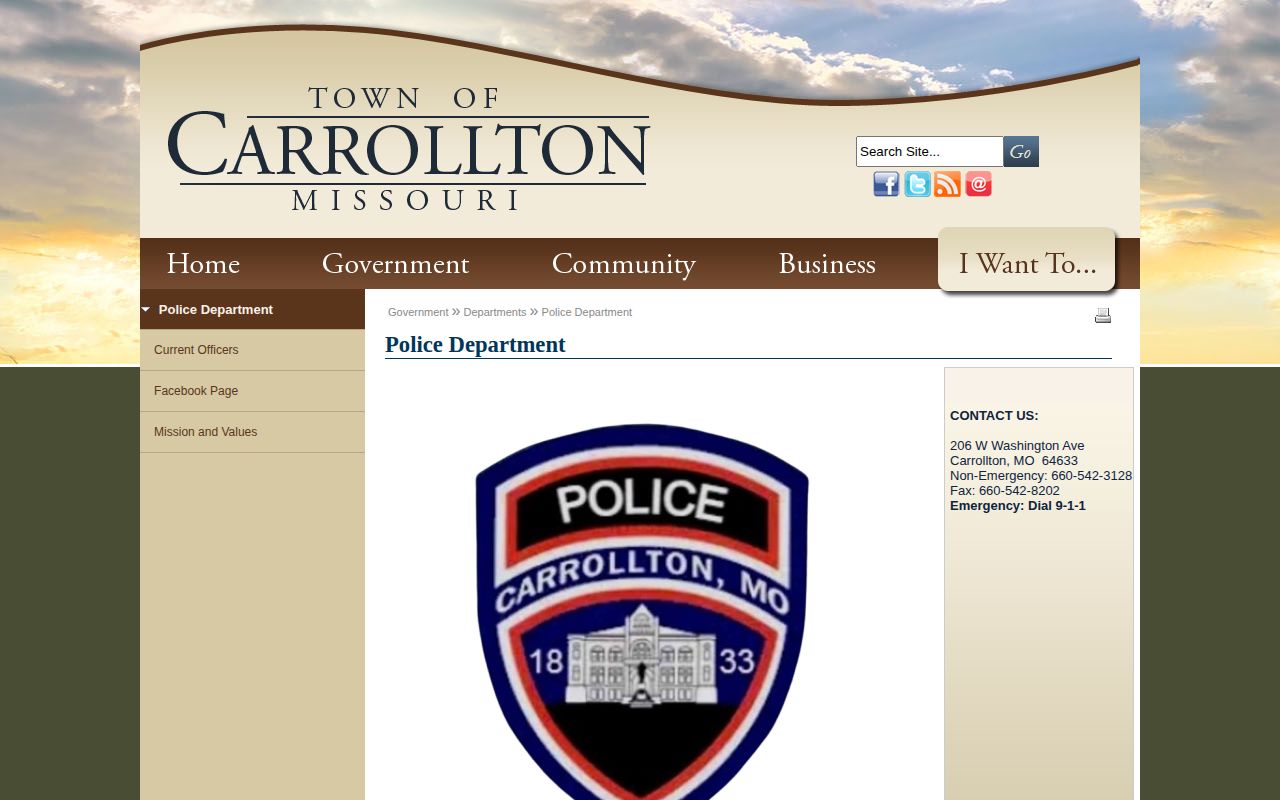 Official Carrollton Police Department legacy contact page
